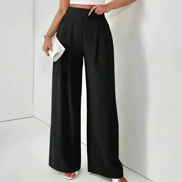 Black Casual Women's Solid Color Daily Basic Pants - Picture 3 of 6